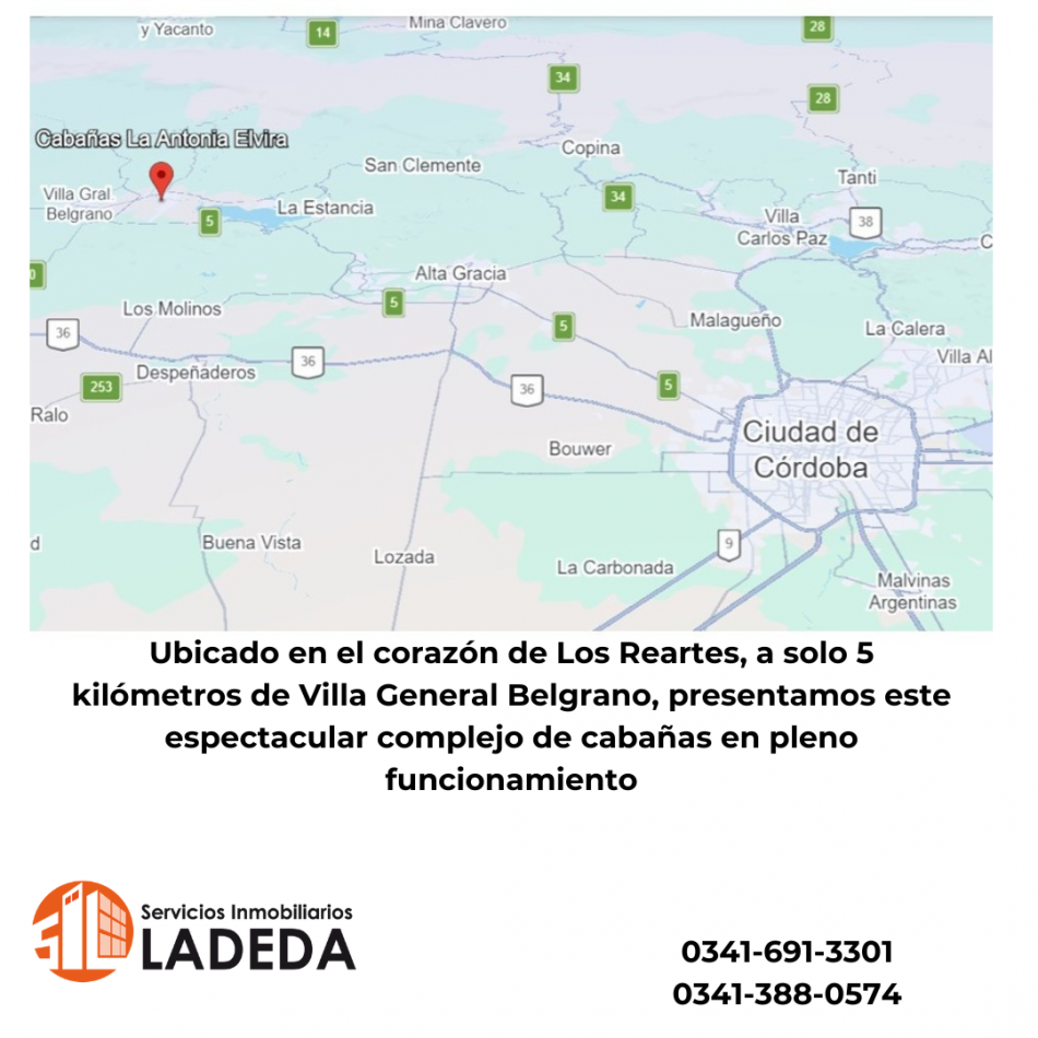 Venta de Complejo de Cabañas "La Antonia Elvira" en Los Reartes, Cordoba - ¡Llave en mano y con gran potencial de ampliacion!