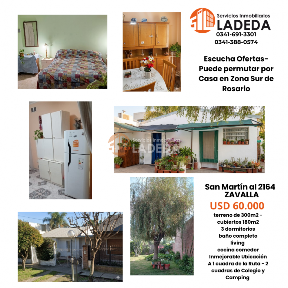 CASA 3 DORMITORIOS Y HERMOSO JARDIN EN ZAVALLA