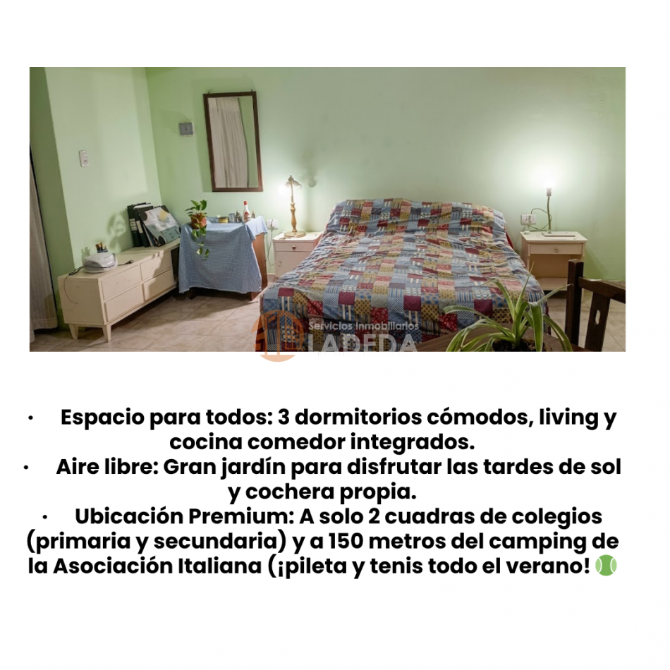 CASA 3 DORMITORIOS Y HERMOSO JARDIN EN ZAVALLA