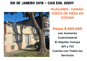 ALQUILO CASA AL FRENTE 2 DORMITORIOS- PATIO Y TERRAZA   - RIO DE JANEIRO 2478