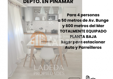DEPARTAMENTO P.B.  EN PINAMAR PARA 4 PERSONAS 